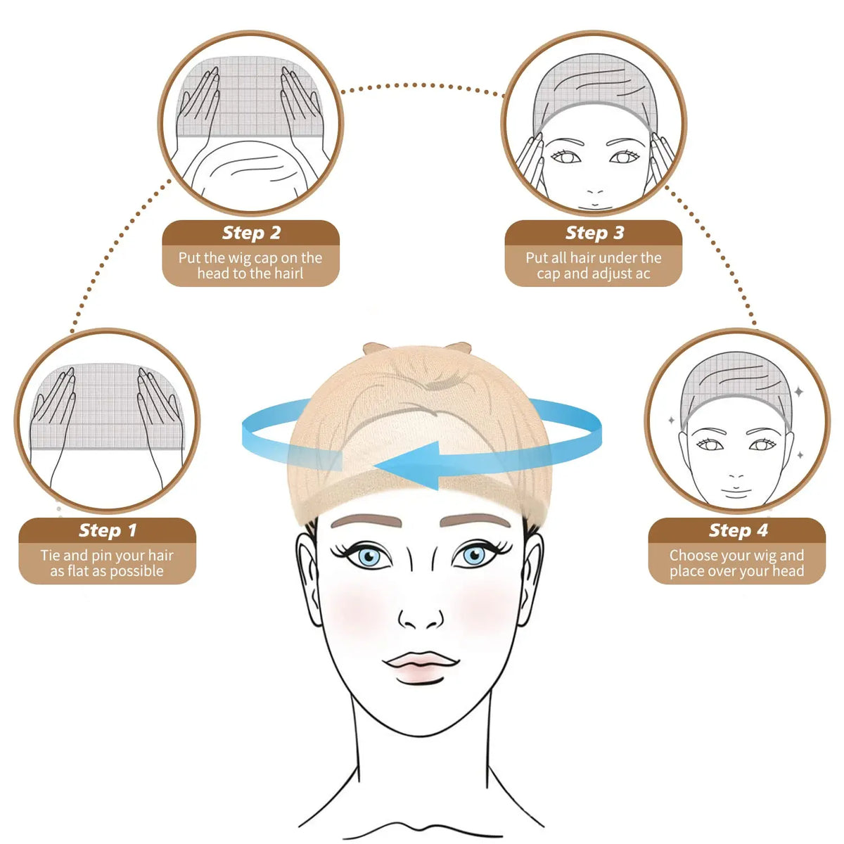 10-piece invisible no-slip stretchy wig caps for lace front wigs by HSF Marketplace
