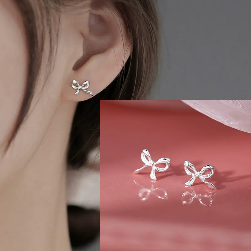 925 Sterling Silver Bow Knot Ear Clip for Women - Sweet Jewelry Gift