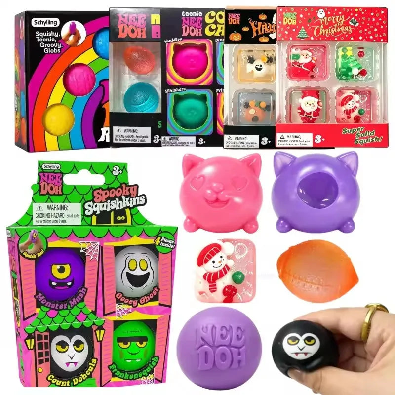 Mini stress relief cube 4-pack sensory toys for fidgeting and relaxation by HSF Marketplace