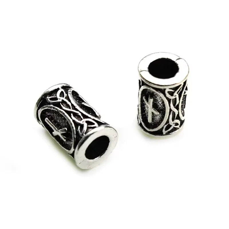 10Pcs/Lot Viking Rune Beads Alloy Tube Spacer Beads Hair Braid Beard Dreadlock Beads Knife Beads Pendant for DIY Jewelry Making