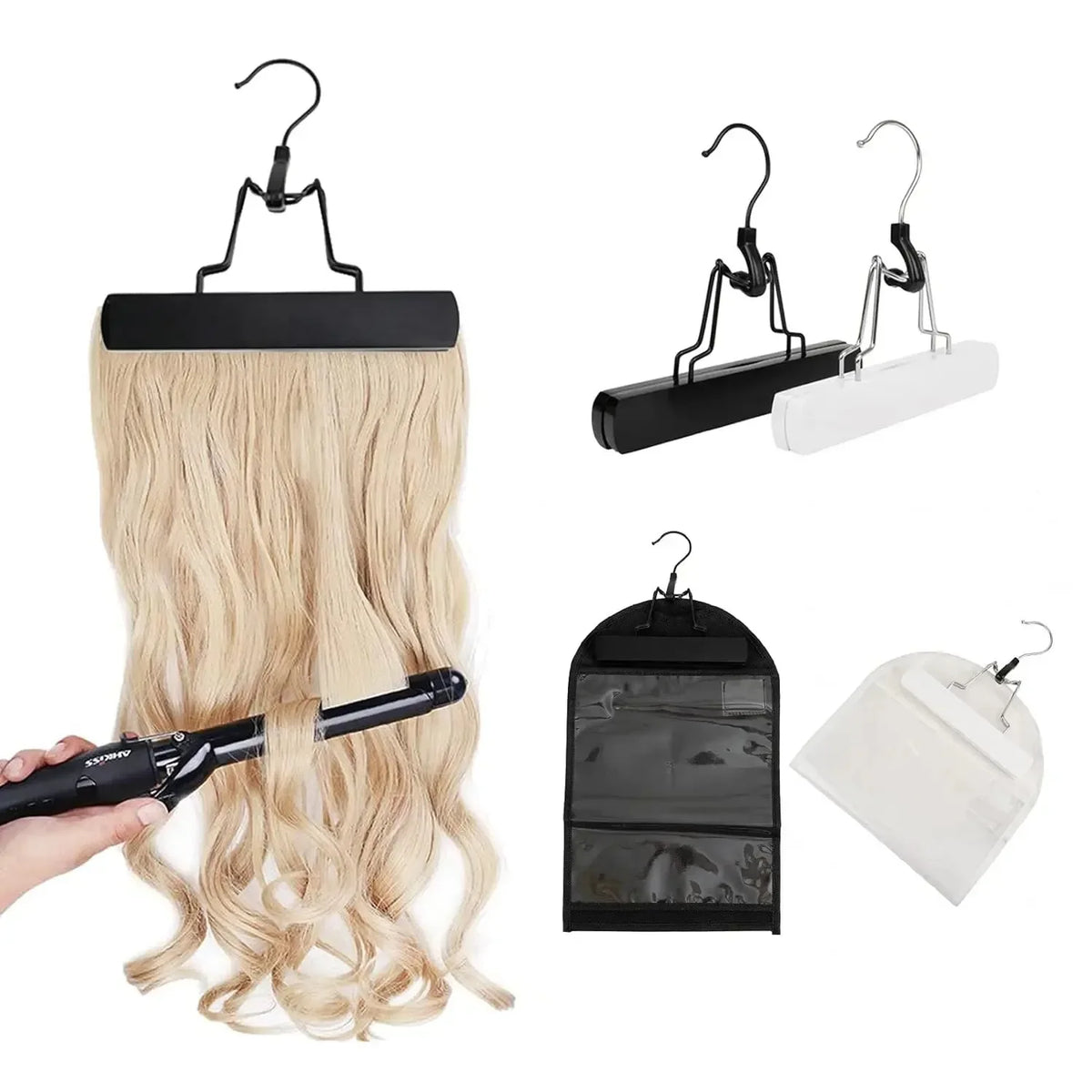 1-3Pcs Wig Hanger for Multiple Wigs Hair Extensions Carrier Storage Organizer for Virgin Hair Weft & Clip Extensions