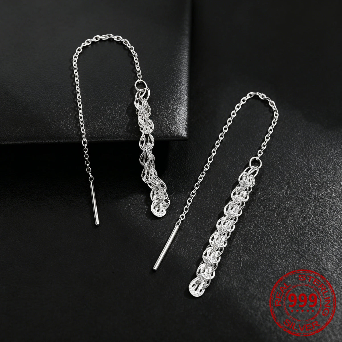 Sterling silver dangle drop earrings for women by HSF Marketplace, featuring a trendy elegant design