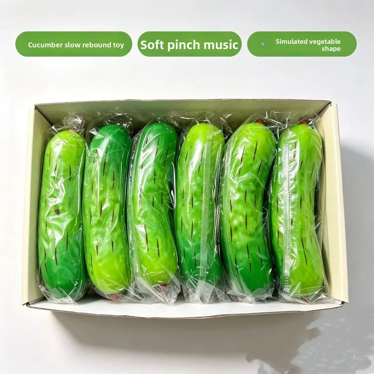 Hot Selling PU Slow Rising Squishy Toy, Realistic Cucumber Fruit Squeeze Stress Relief Decompression Fidget Toy Prop Model