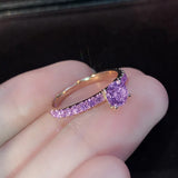 S925 Silver Plated Engagement Ring For Women | Wedding Ring For Women | Oval Womens Fake Engagement Ring, Pink Cubic Zirconia