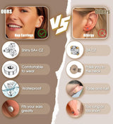 Bobisty surgical stainless steel flat back hoop earrings for sensitive ears, dainty cartilage studs for women