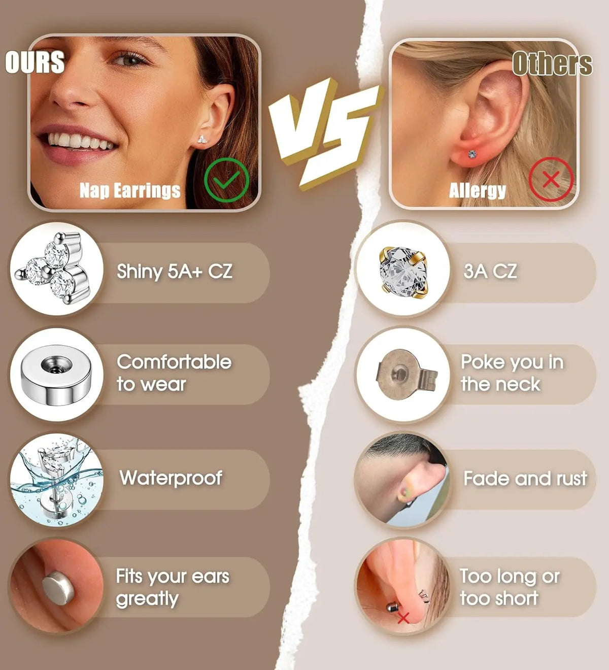 Bobisty surgical stainless steel flat back hoop earrings for sensitive ears, dainty cartilage studs for women