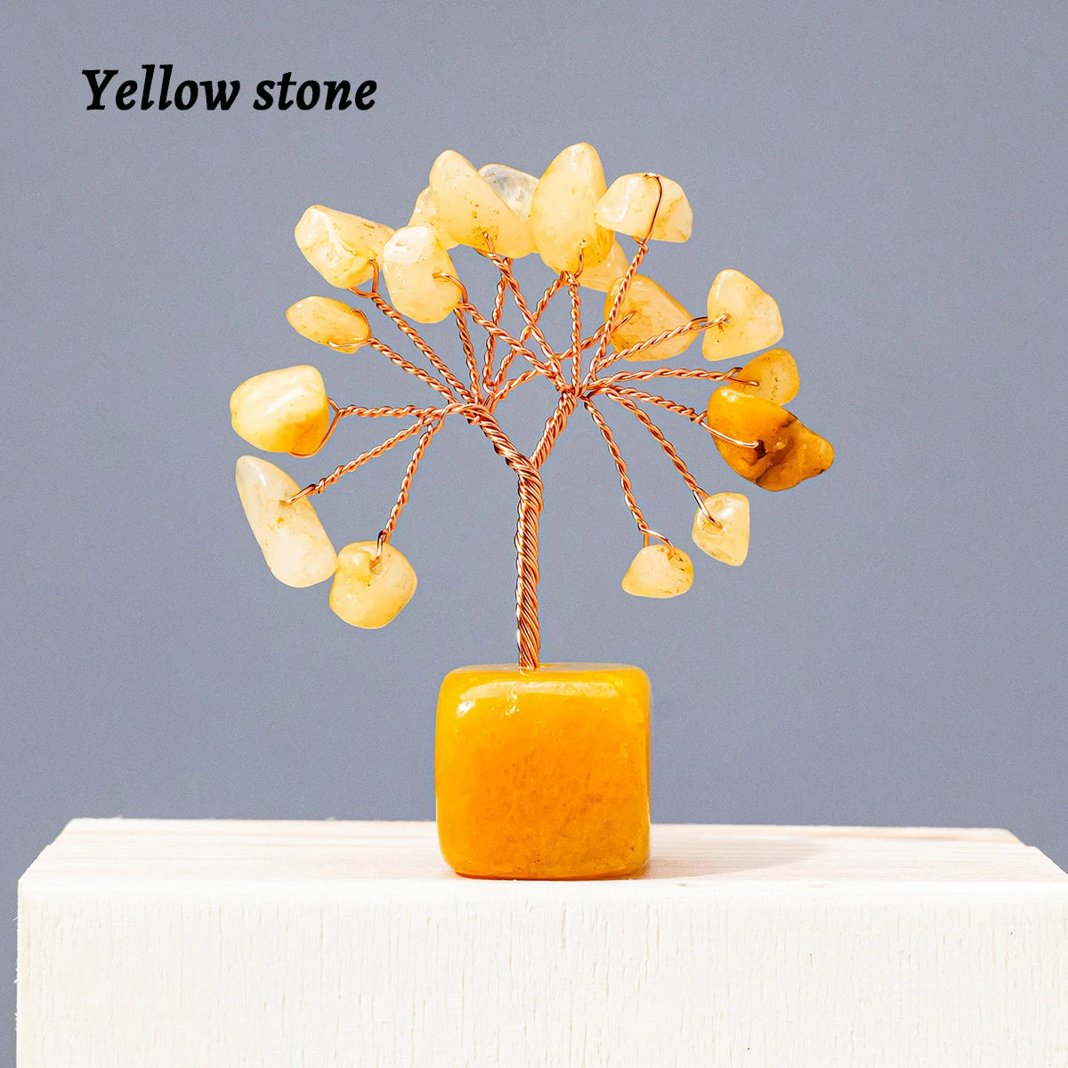 1pc Natural Gemstone Crystal Chakela Lucky Tree With Block Base Home Office Desk Living Room Crystal Decor Mini Sized Home
