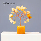1pc Natural Gemstone Crystal Chakela Lucky Tree With Block Base Home Office Desk Living Room Crystal Decor Mini Sized Home