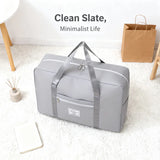 Foldable HSF Marketplace storage tote bag, multi-purpose travel organizer with handles, ideal for closet organization and trips.