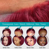 Burgundy 99J short straight human hair wig with 13x4 frontal lace, red colored bob style by HSF Marketplace