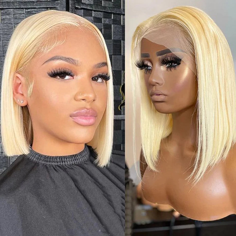 Rebecca ombre pink transparent short T lace bob wig by HSF Marketplace, Peruvian straight human hair, 13x5 lace front, pre-plucked.
