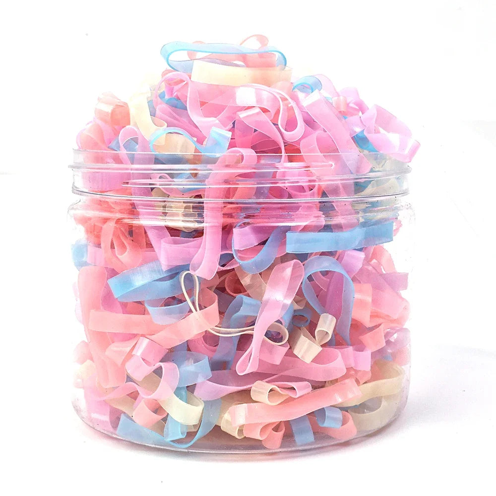 500pcs/box High Elasticity Thicken Disposable Rubber Bands Girls Pigtail Holder Hair Ties Colorful Hair Band Hair Accessories
