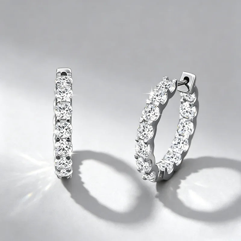 3.0 D color moissanite hoop earring in 925 sterling silver for women by HSF Marketplace