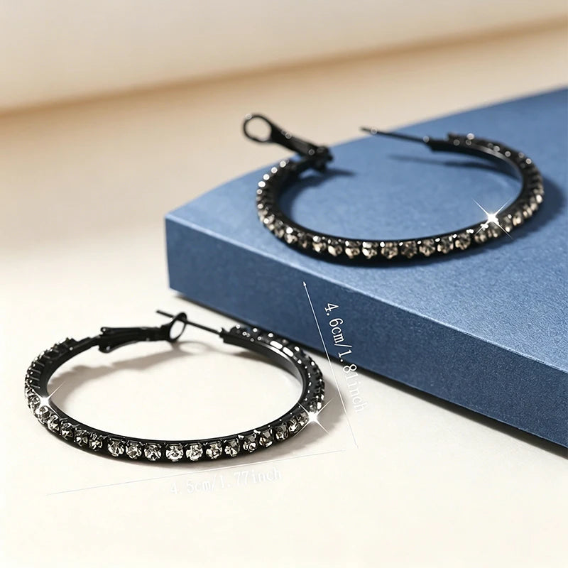 HSF Marketplace sparkling pink hoop earrings with clear gemstones and stylish round design for women