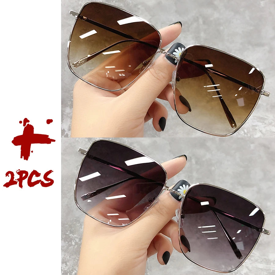 Luxury square sunglasses for women and men with gradient lenses, retro design, stylish travel and drive sunglasses by HSF Marketplace.