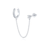 ROXI 925 sterling silver zircon double-layer clip earring, one-piece no-piercing jewelry for women