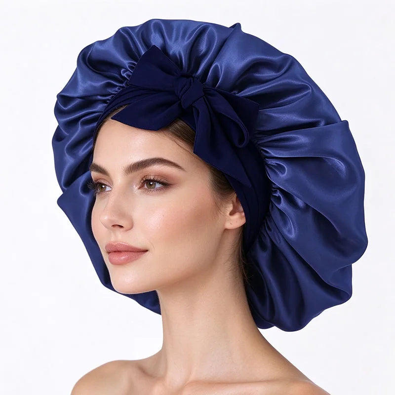 Bonnets Silk Satin Hat Hair Night Satin Bonnet Satin Hat To Sleep Bonnets for Women Cap Beanie Curly Braid Hair DM04