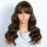 180D ombre blonde body wave human hair wig with bangs by HSF Marketplace