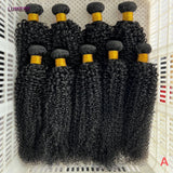 Afro Deep Kinky Curly Human Hair 3/4 Bundle with HD Transparent Lace Frontal Closure And Bundle Virgin Hair Weave Extension