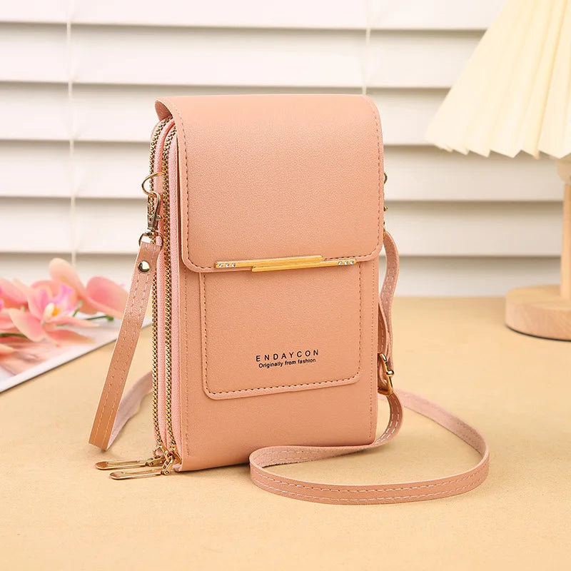 Fashion touch screen lock cell phone bag by HSF Marketplace, women's crossbody handbag with card holder and shoulder strap.