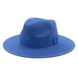 Women's black ribbon Panama straw hat for spring and summer sun protection by HSF Marketplace