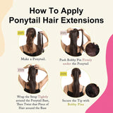 Straight Brazilian Remy human hair wrap-around ponytail extension with clip-in attachment, 12–28 inch lengths