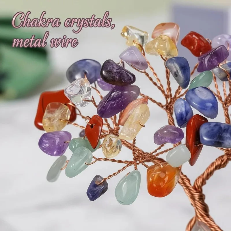 1pc Colorful Crystal Tree Decoration with Bohemian Style Flower Pot - Handmade Ceramic Base, Desktop, Housewarming Gift