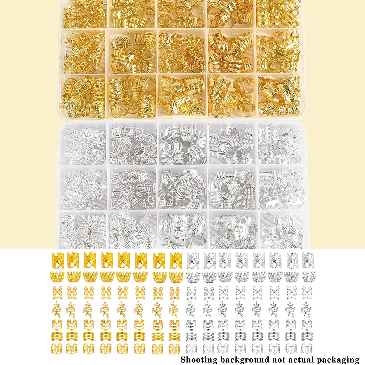 70-piece metal hair beads and cuffs set for braids by HSF Marketplace