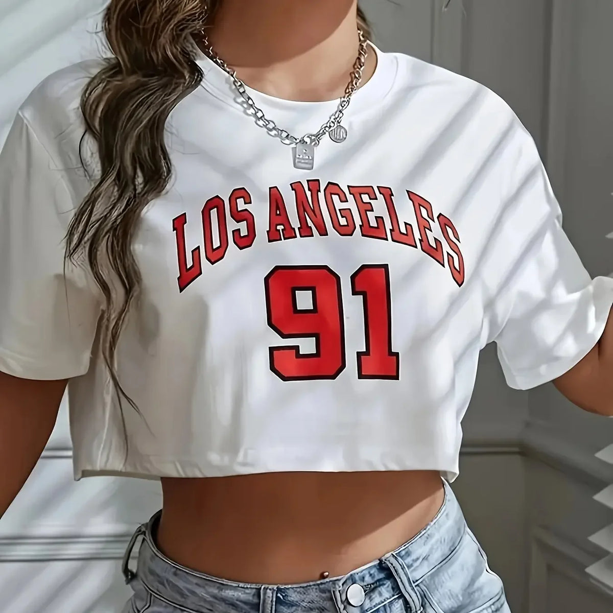 Women's Brooklyn graphic crop T-shirt by HSF Marketplace in casual sports style