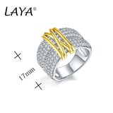 LAYA 100% 925 Sterling Silver Fashion Retro Light Gold Multi-Line Shining Zircon Ring For Men Women Party Exquisite Fine Jewelry