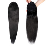 Kinky curly human hair drawstring ponytail extensions in natural black for women, 3B 3C curls