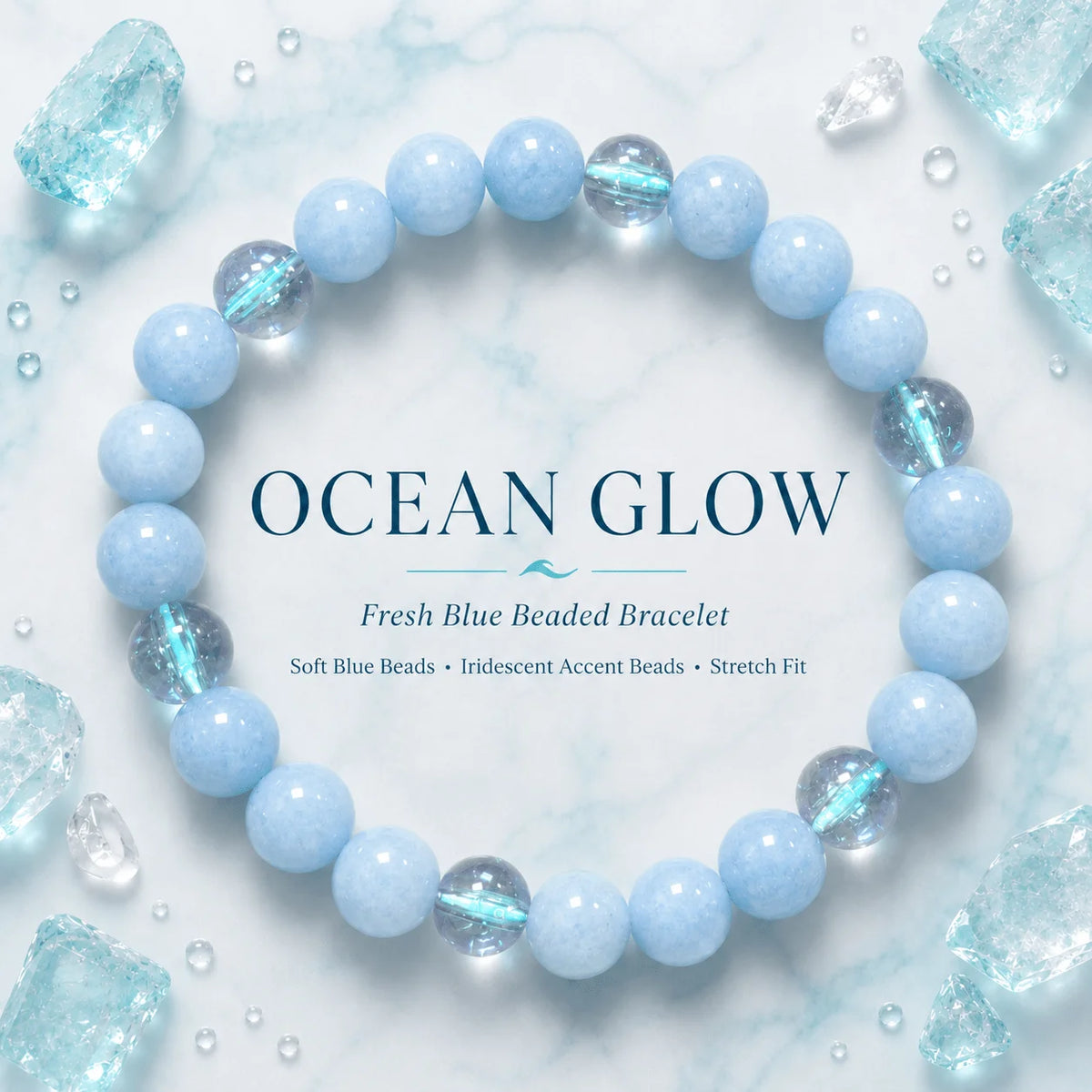 Niche High-grade Aquamarine Bracelet, Mint Sky Blue Beads, Unisex All-match Hand Jewelry