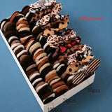 130Pcs Brown Series Mixed Kids Hair Ties Set Sweet Leopard Print Bowknot Rubber Band Cute Hair Rope For Girls Hair Accessories