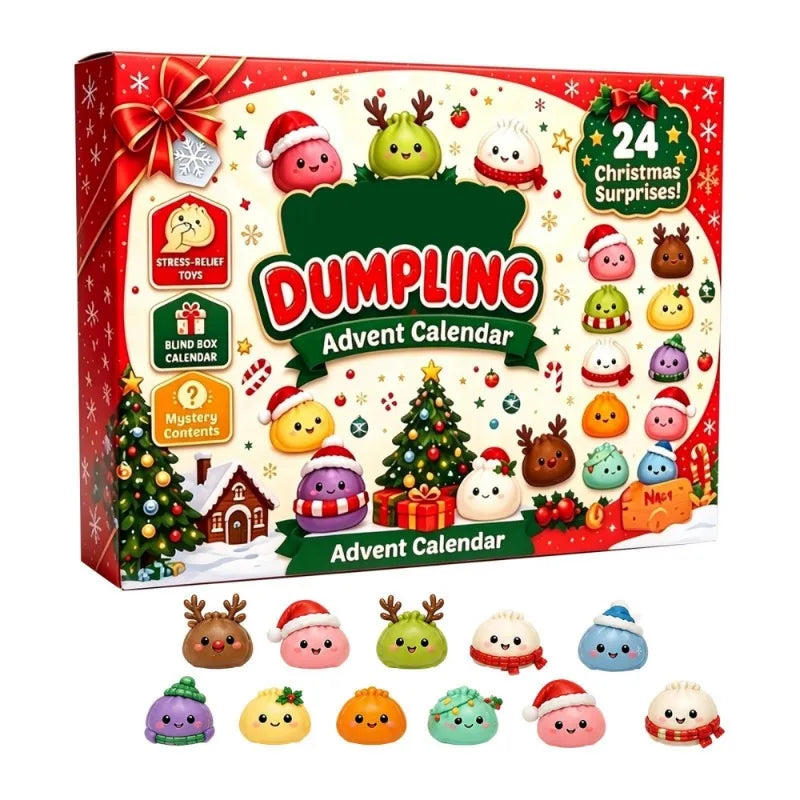 New Christmas Countdown Calendar Blind Box 24-Grid Squishy Fun Stress-Relieving Hole Squishy Fun