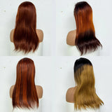 230% Density Colorful 13x4 Lace Front Wig For Black Women Brazilian Straight 13x4 Transparent Lace Frontal Wig Human Hair