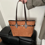 Leopard print shoulder tote bag with brown faux leather trim, gold lock detail, spacious handbags for women’s daily use.