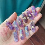 Jade, agate, amethyst, amazonite, water grass, and lapis lazuli charm pendant in 18K gold plating, suitable for necklace making.
