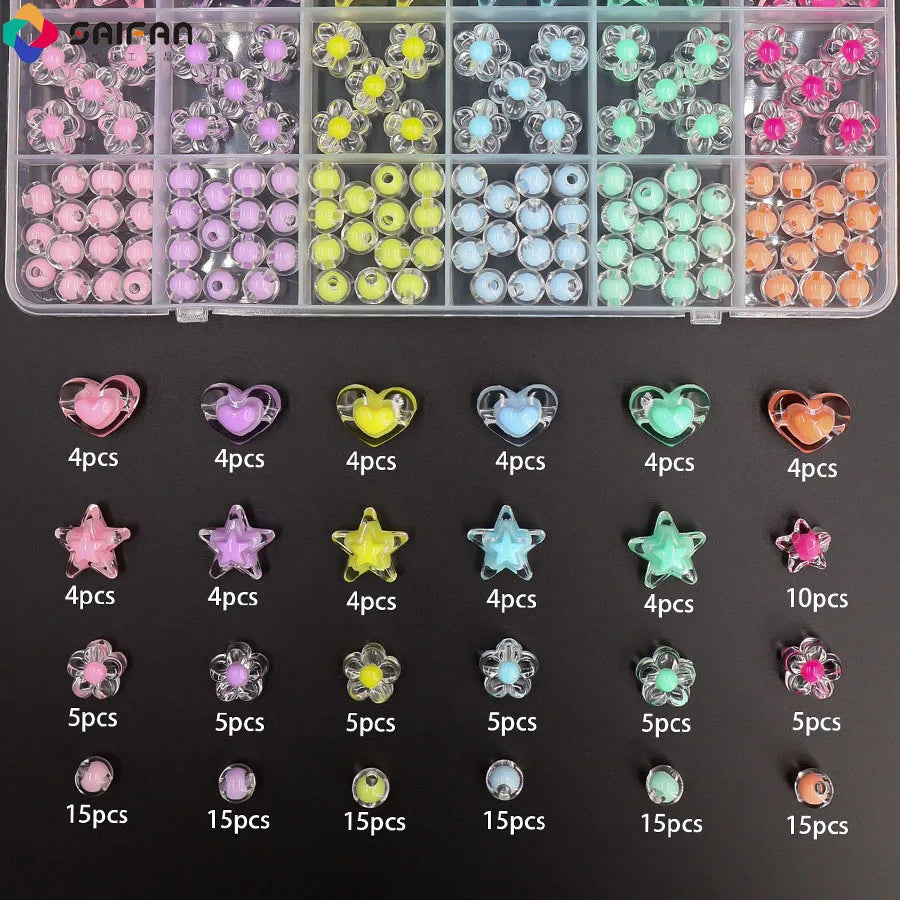 Acrylic star beads kit with 177 colorful pieces for DIY jewelry making and creative hair styling
