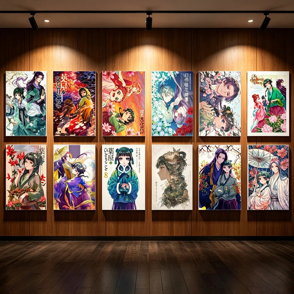 Japanese manga art poster featuring Maomao and Jinshi, canvas print from HSF Marketplace