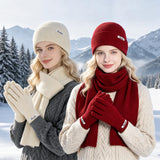 Warm knitted wool hat, gloves and scarf winter set by HSF Marketplace in a cozy matching design