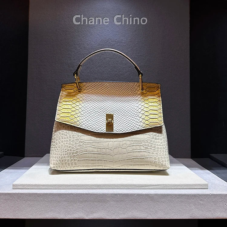 Luxury crocodile print leather handbag for women, HSF Marketplace crossbody purse with high-quality, trendy designer style.