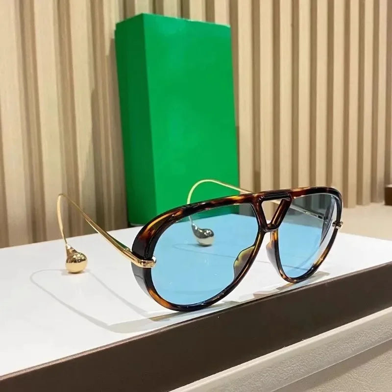 Oversized pilot sunglasses with double bridge, gradient lenses, metal frames, trendy luxury design for women by HSF Marketplace