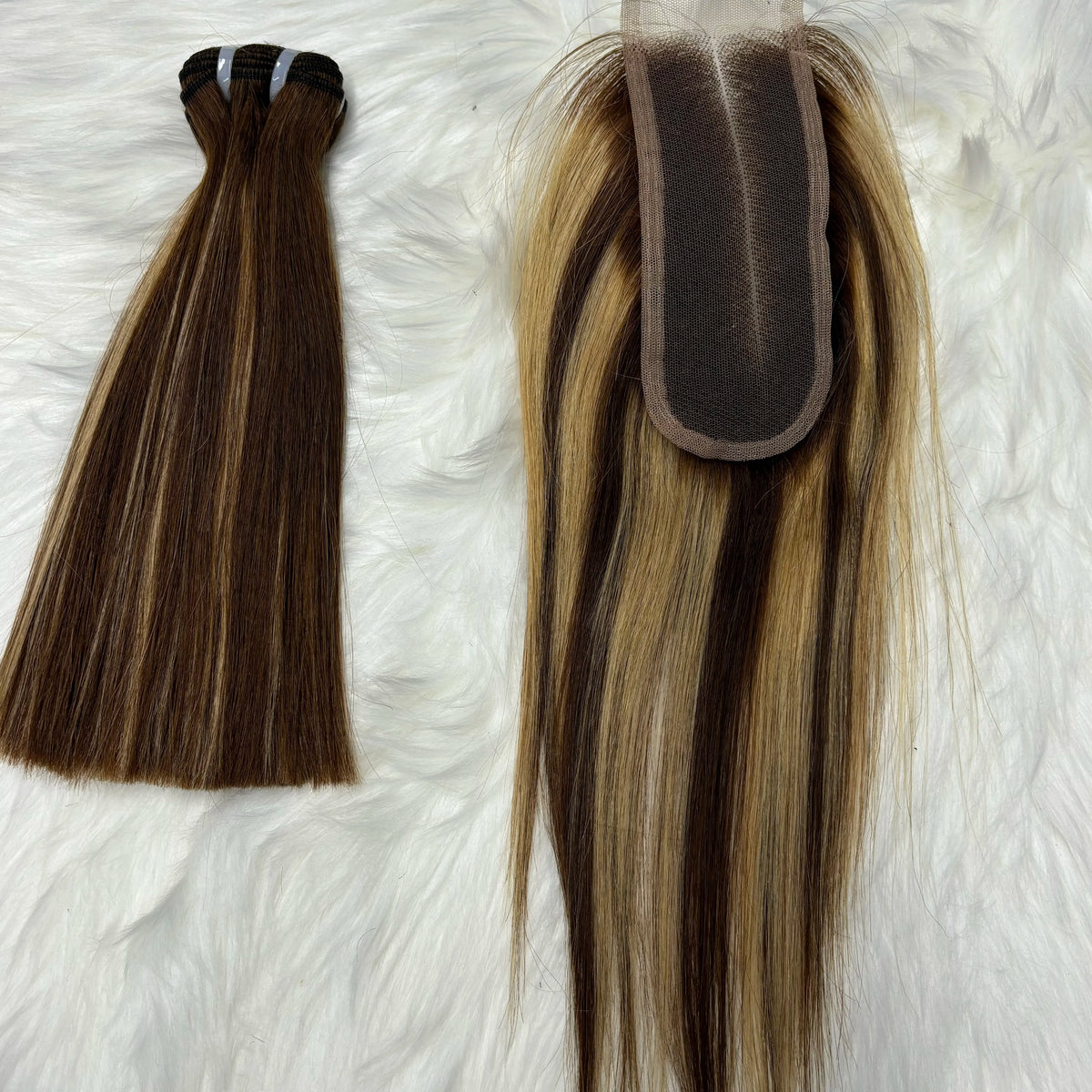 Two 6-inch Vietnamese human hair bundles and ombre lace closure, double drawn, colorful Remy hair extensions from HSF Marketplace