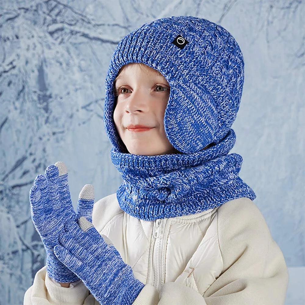 Children's warm fleece-lined hat, scarf, and gloves winter set by HSF Marketplace