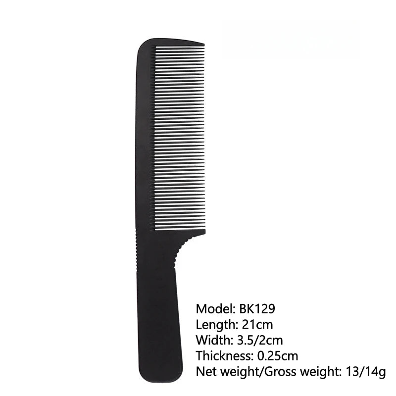 Black carbon double-sided hair cutting comb from HSF Marketplace, heat resistant and antistatic styling tool for professional barbers