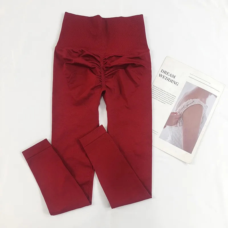 Women's high-waisted seamless leggings by HSF Marketplace with peach butt-lifting design for fitness and yoga