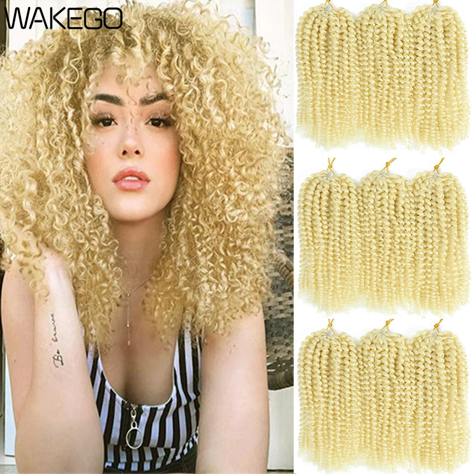 Wakego 12 Inch Marlybob Crochet Braids Afro Curly Short Passion Twist Marlybob Jerry Curl Crochet Hair Kinky Twist Braiding Hair