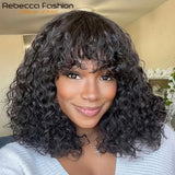 Jerry curly pixie bob human hair wig with bangs for women, HSF Marketplace layered short style