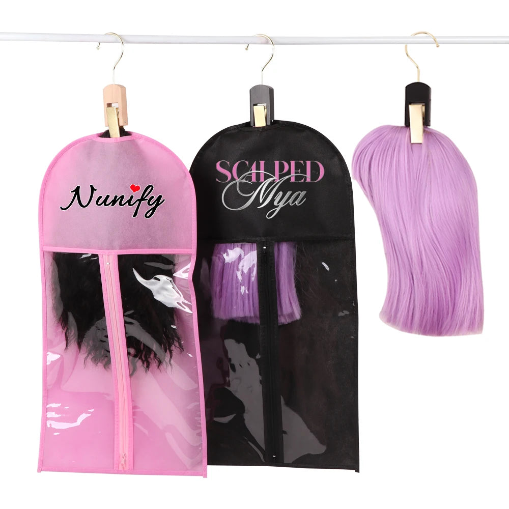 Plussign Wooden Double-Sided Hanger With Swivel Hook For Hairpieces Ponytail Bundles Holder Hanger For Wig Carrier Wig Holder