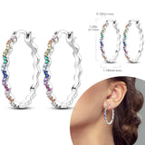 925 sterling silver hoop earrings with zirconia, hypoallergenic jewelry for women and girls